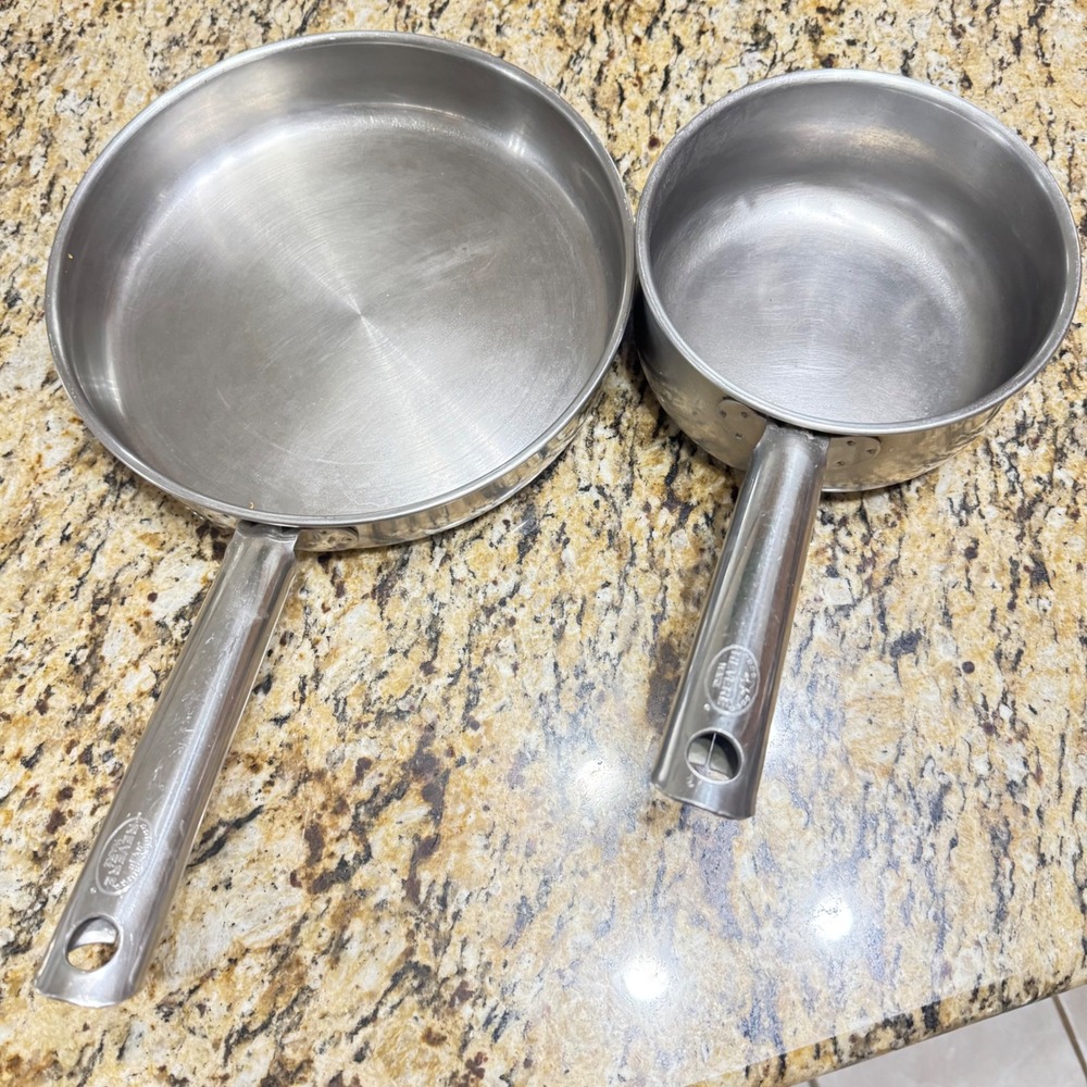 VTG Revere Ware Copper Bottom Stainless Steel 10in‎ Skillet and 1.5qt Saucepan